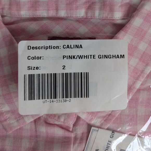 Untuckit Calina Pink Gingham Checkered Button Down Shirt Women's Size 2 NWT - Picture 4 of 4
